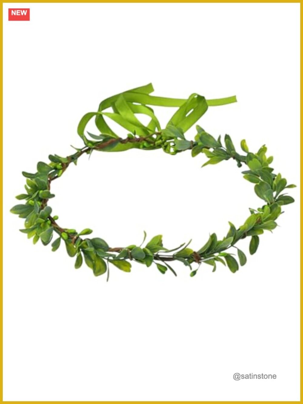 Boho Leaf Crown Bridal Flower Headband Adjustable Ribbon Wedding Party